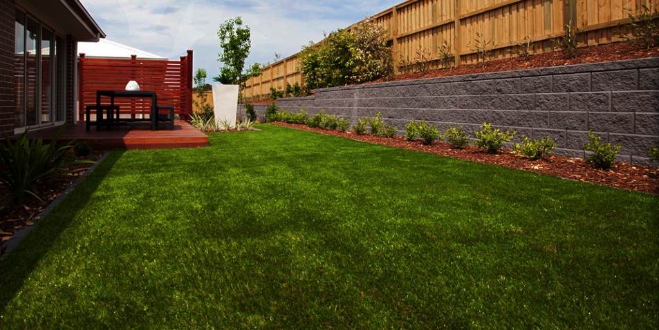 Synthetic grass backyard